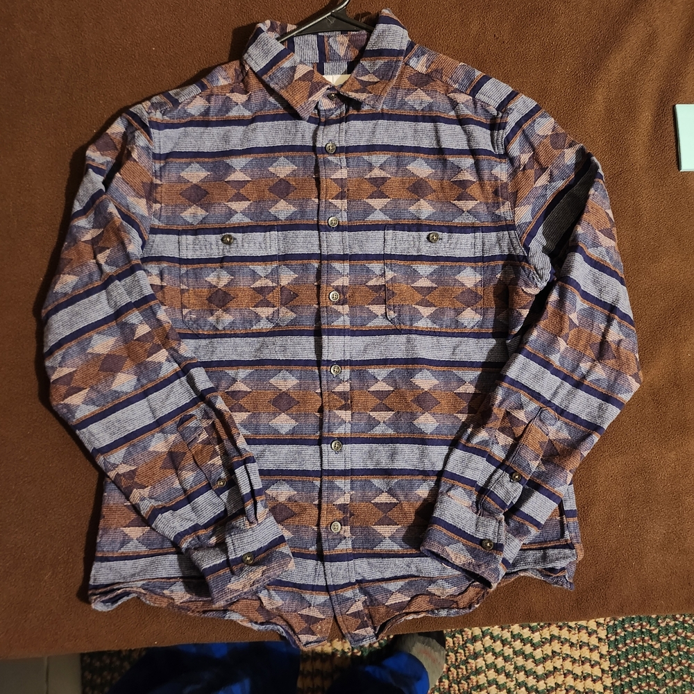Goodfellow & Co Men's Geometric Pattern Dress Shirt - Blue and Brown